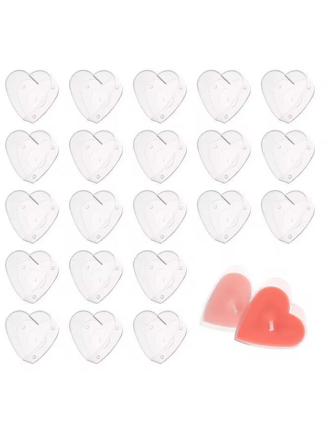 50 Cups+50 Wicks Tealight Candle Cups, Empty containers. Heart shaped Polycarbonate Candle holder. DIY Candle Making Jars - Image 1